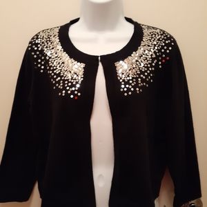 Sweater/shrug black with silver sequins